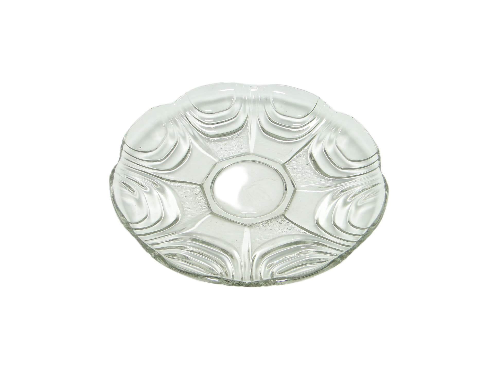 Platter, Modernism, transparent glass, Huta Hortensja, Poland, 1950s.