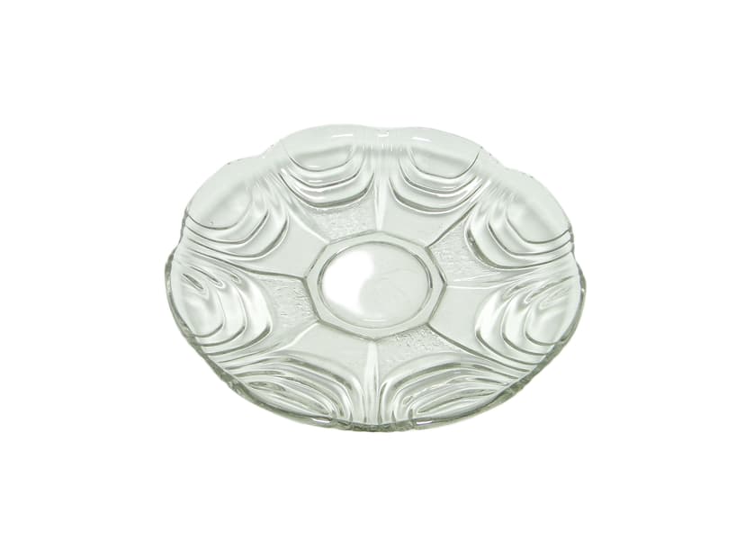 Platter, Modernism, transparent glass, Huta Hortensja, Poland, 1950s.