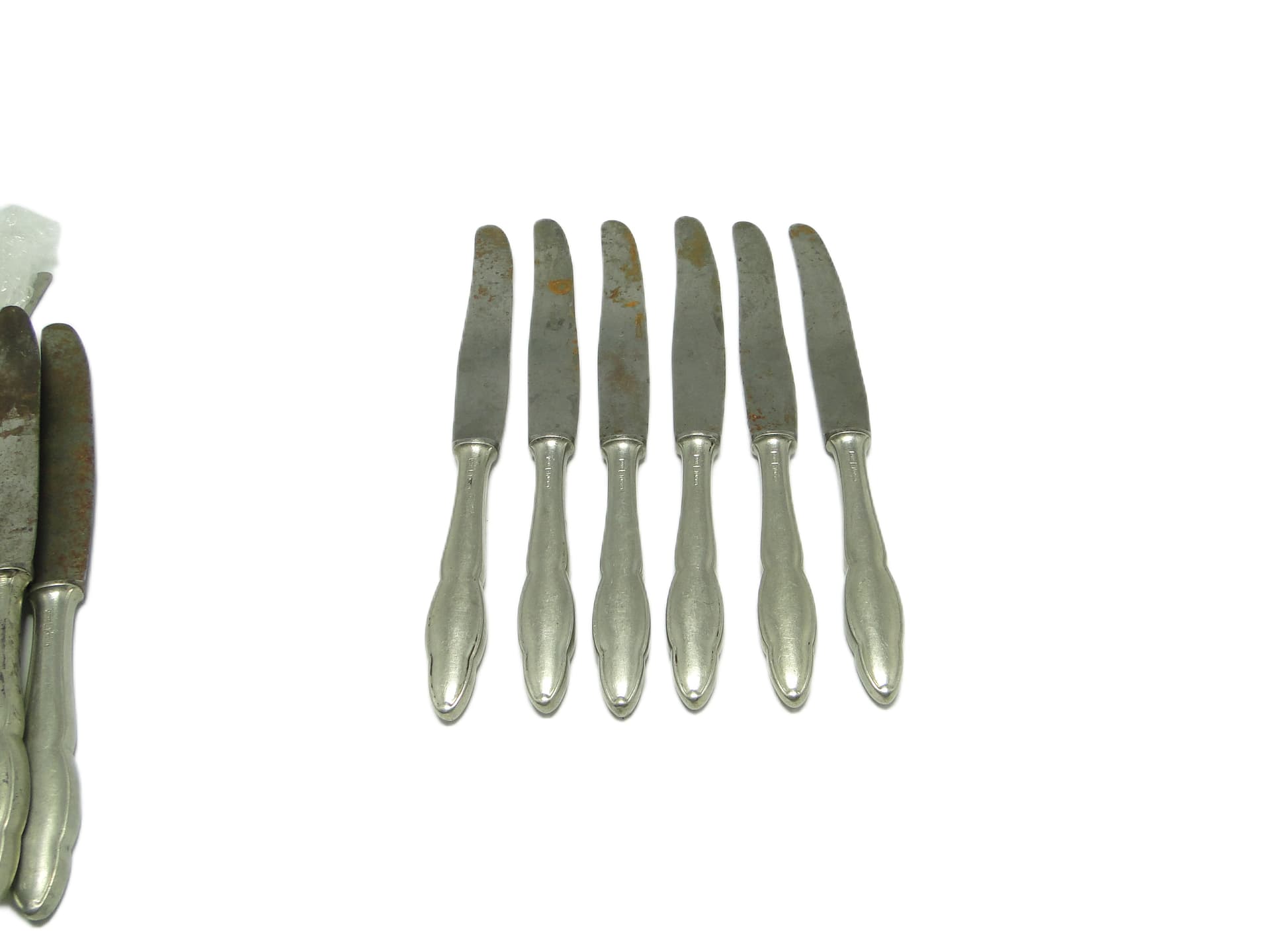 Modernist bread knife set, silver-plated brass, Poland, 1950s. - 96676