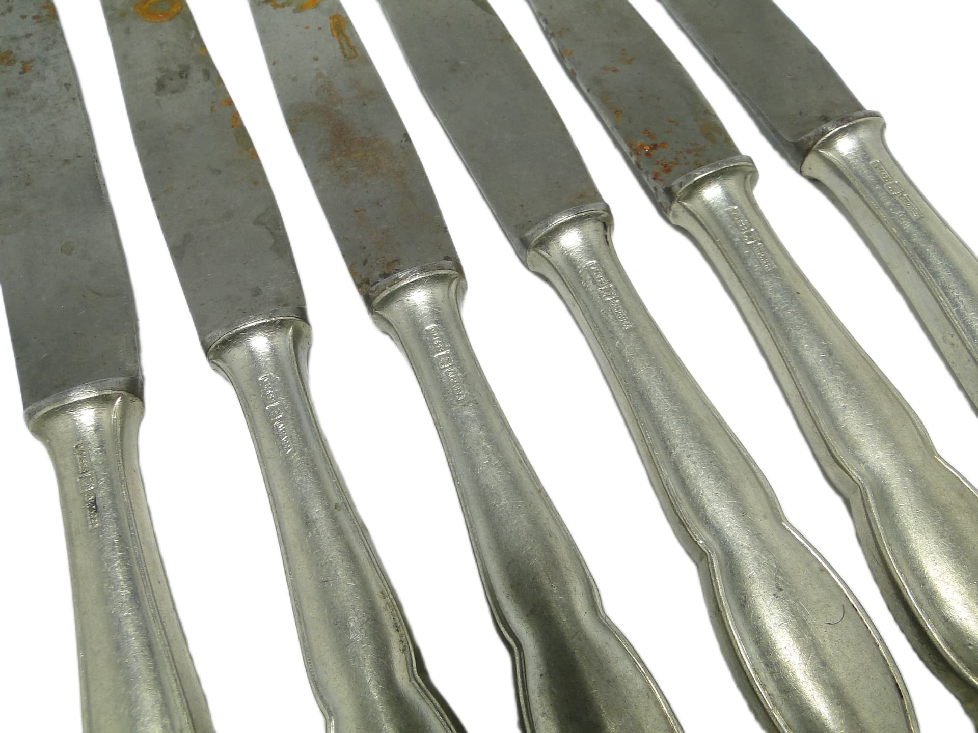 Modernist bread knife set, silver-plated brass, Poland, 1950s. - 96683