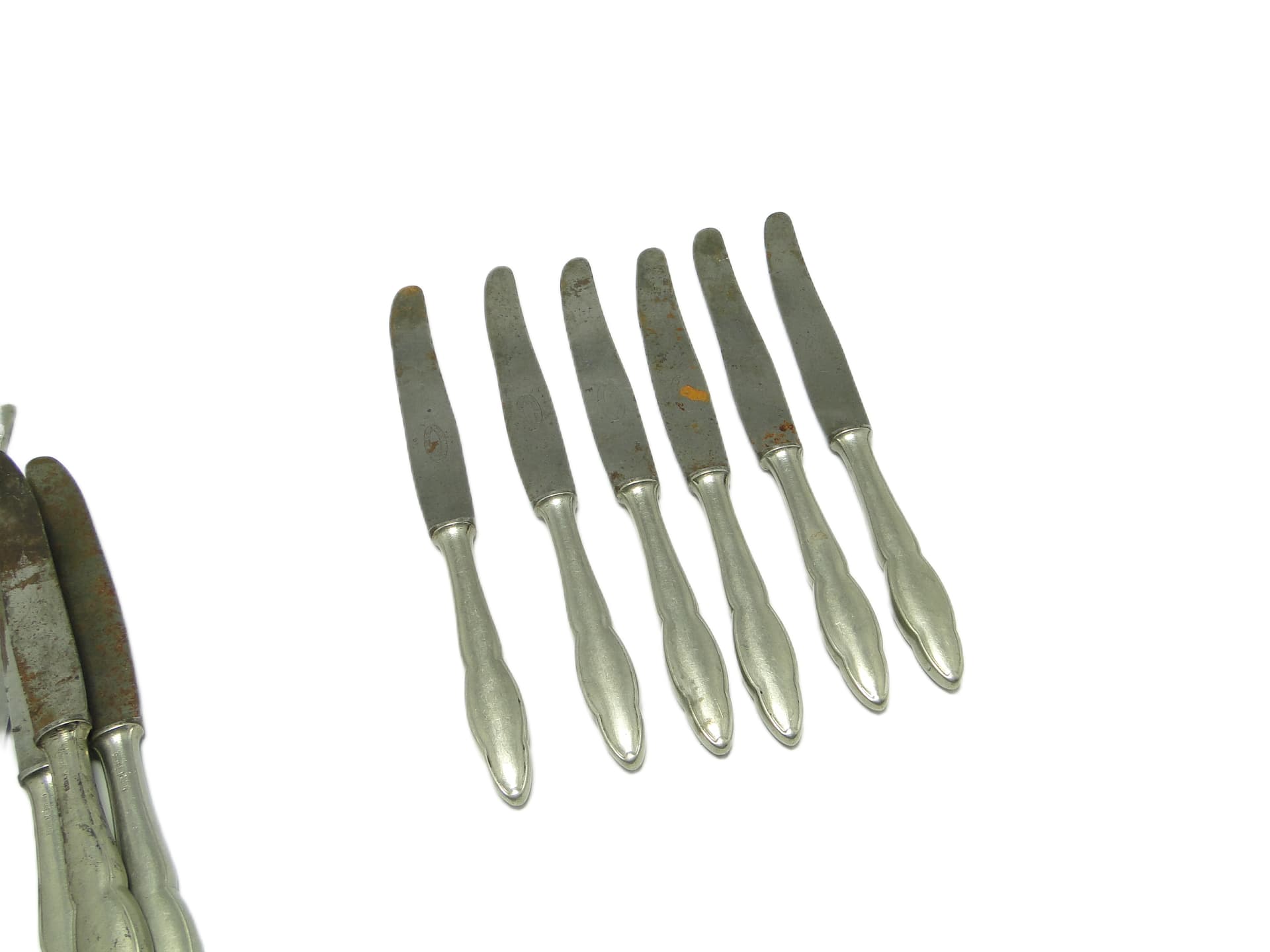 Modernist bread knife set, silver-plated brass, Poland, 1950s. - 96680