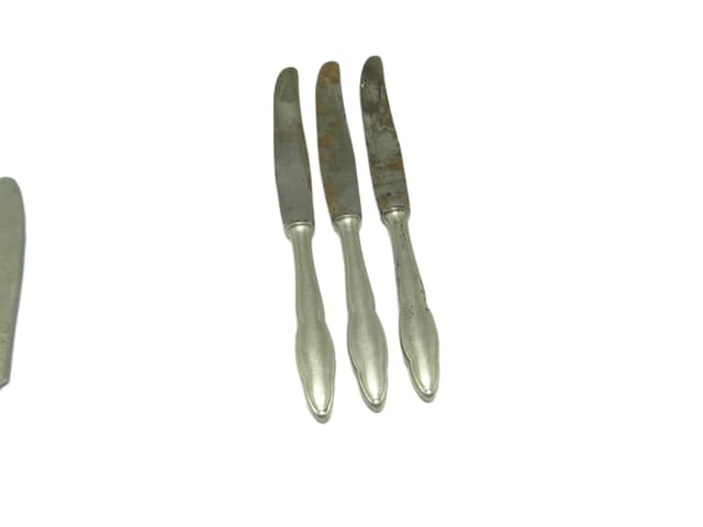 Set of three bread knives, mid-century modern, silver-plated brass, Poland, 1950s. - DIMENSION