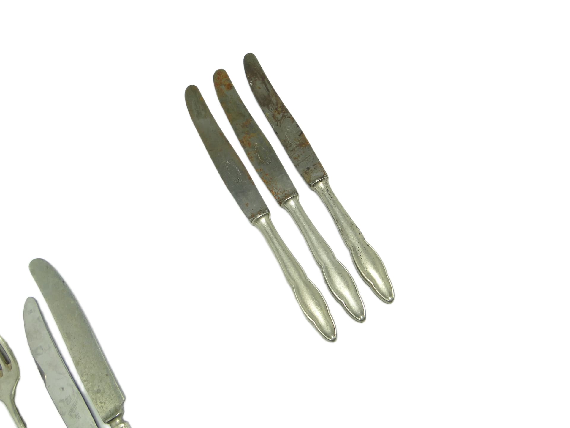 Set of three bread knives, mid-century modern, silver-plated brass, Poland, 1950s. - 96686