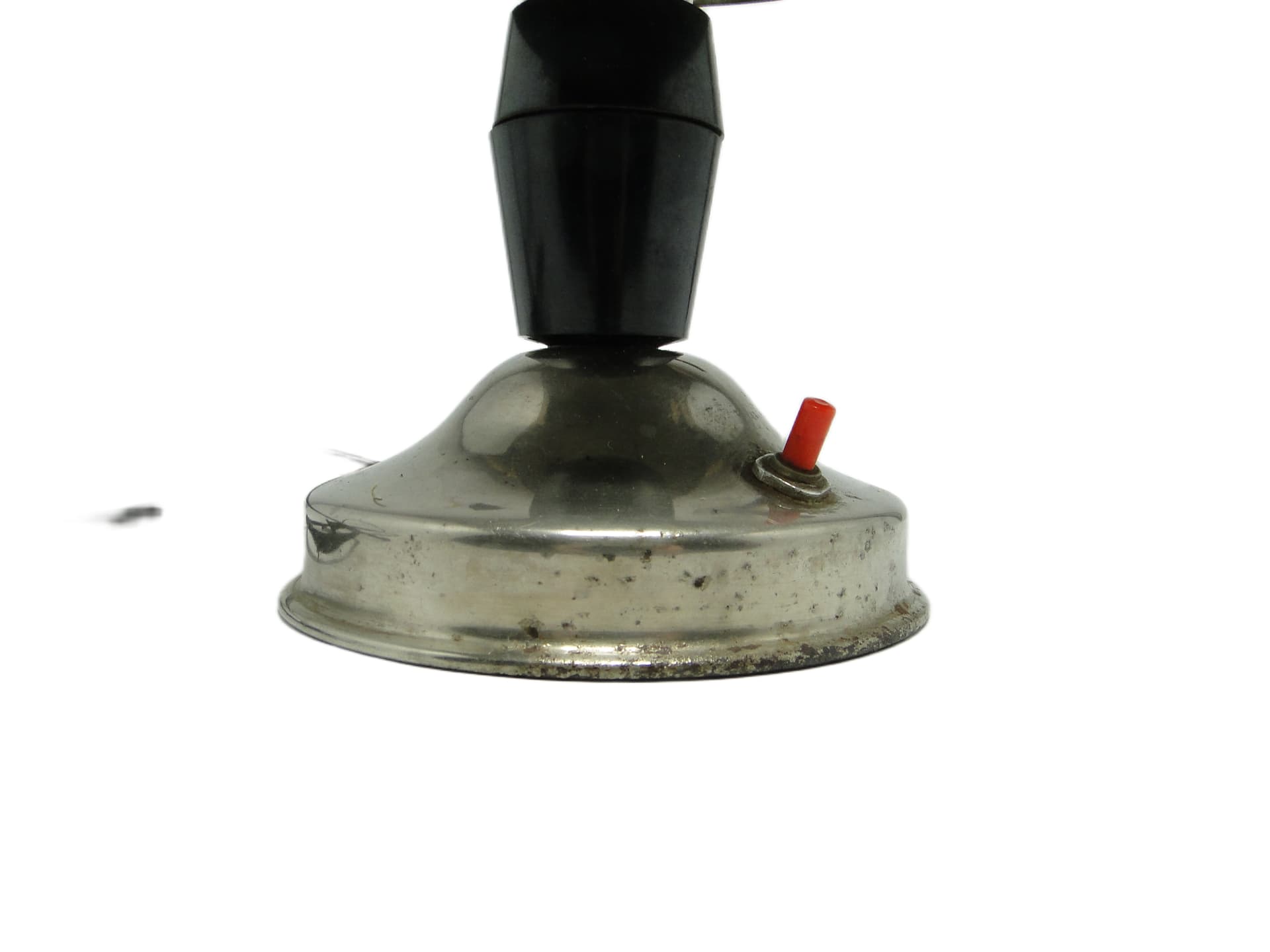 Lampa stołowa Grzybek, metal srebrny, bakelit czarny, Polska, lata 50. - 96735