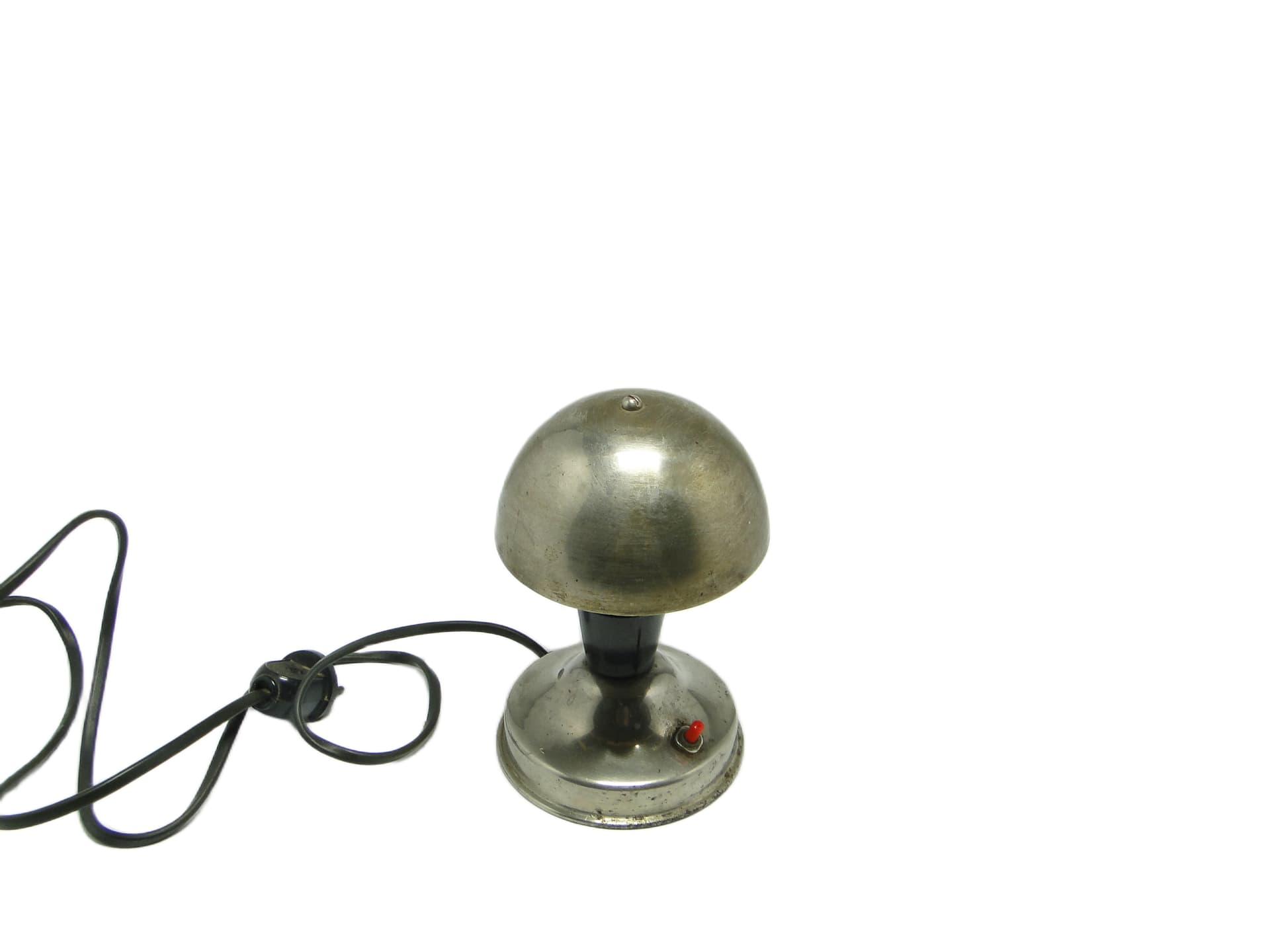 Lampa stołowa Grzybek, metal srebrny, bakelit czarny, Polska, lata 50. - 96730