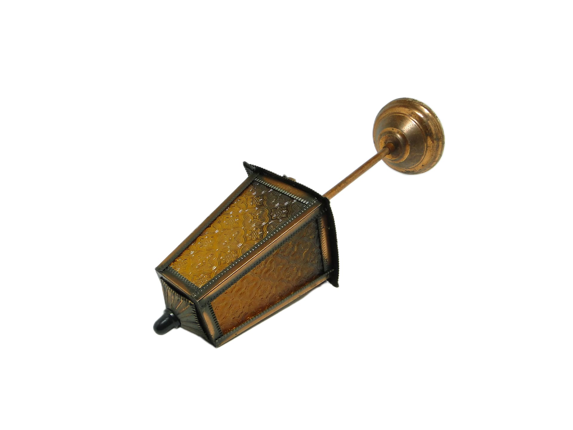 Lampa sufitowa, mid-century modern, miedziowana stal, szkło, Polska, lata 70. - 96738