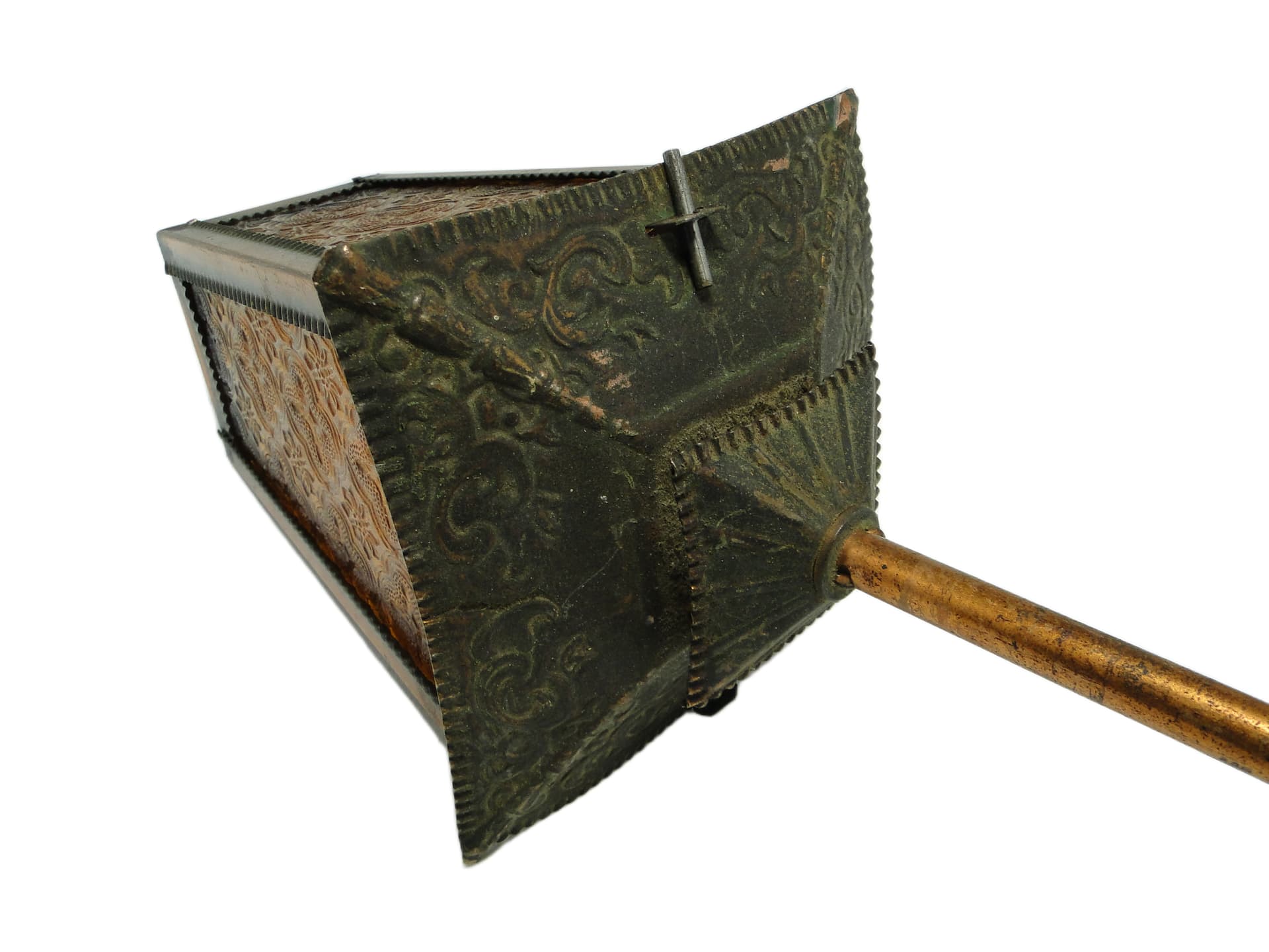 Lampa sufitowa, mid-century modern, miedziowana stal, szkło, Polska, lata 70. - 96748