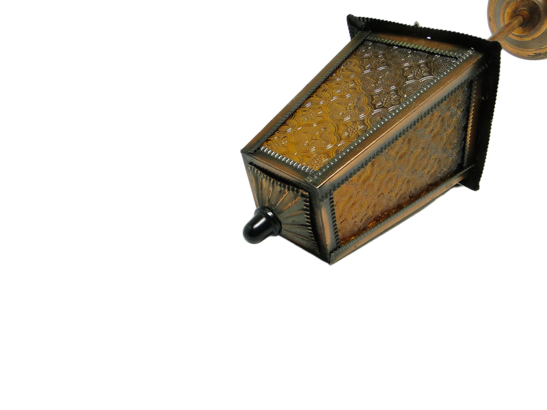 Lampa sufitowa, mid-century modern, miedziowana stal, szkło, Polska, lata 70. - 96740