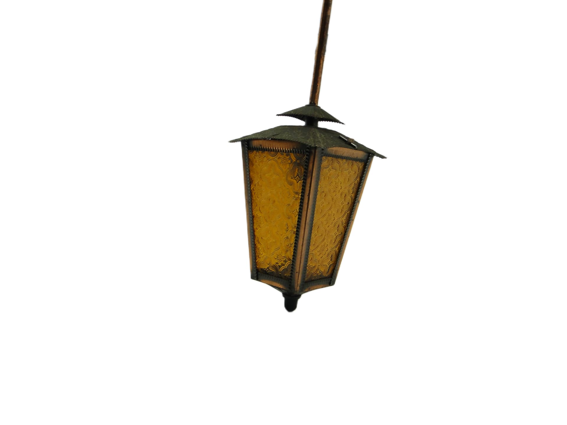 Lampa sufitowa, mid-century modern, miedziowana stal, szkło, Polska, lata 70. - 96744