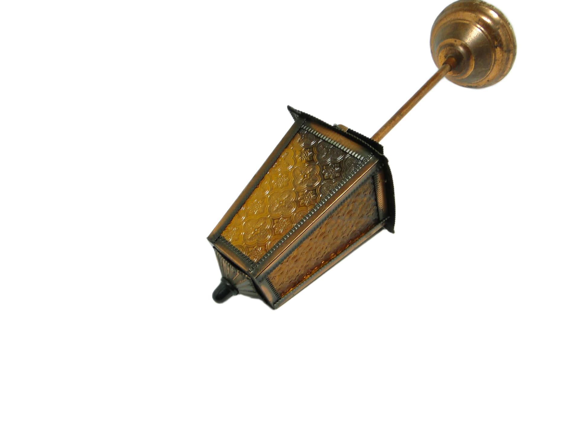 Lampa sufitowa, mid-century modern, miedziowana stal, szkło, Polska, lata 70. - 96742