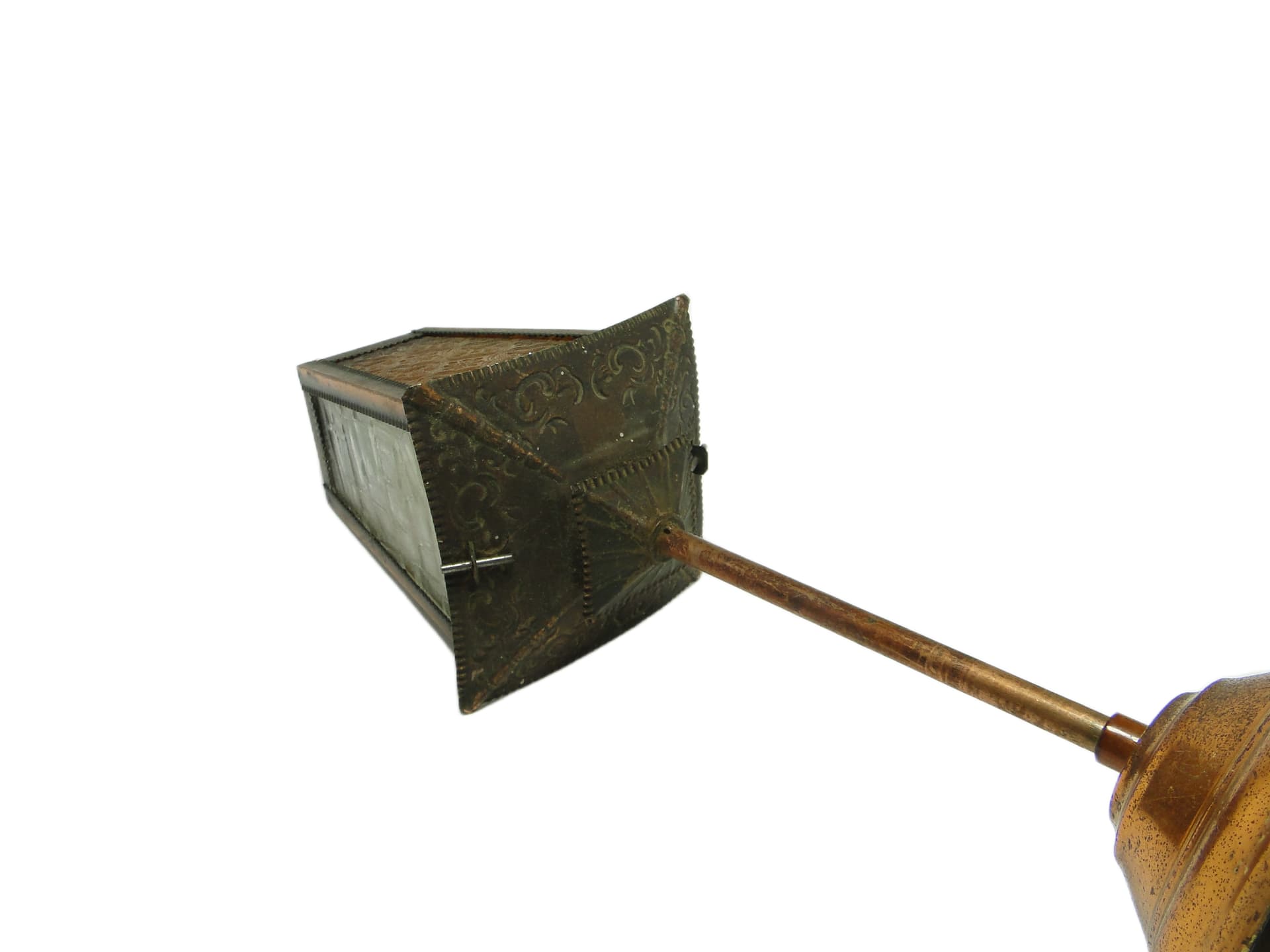 Art Deco ceiling lamp, copper, glass, Poland, 1970s. - 96754