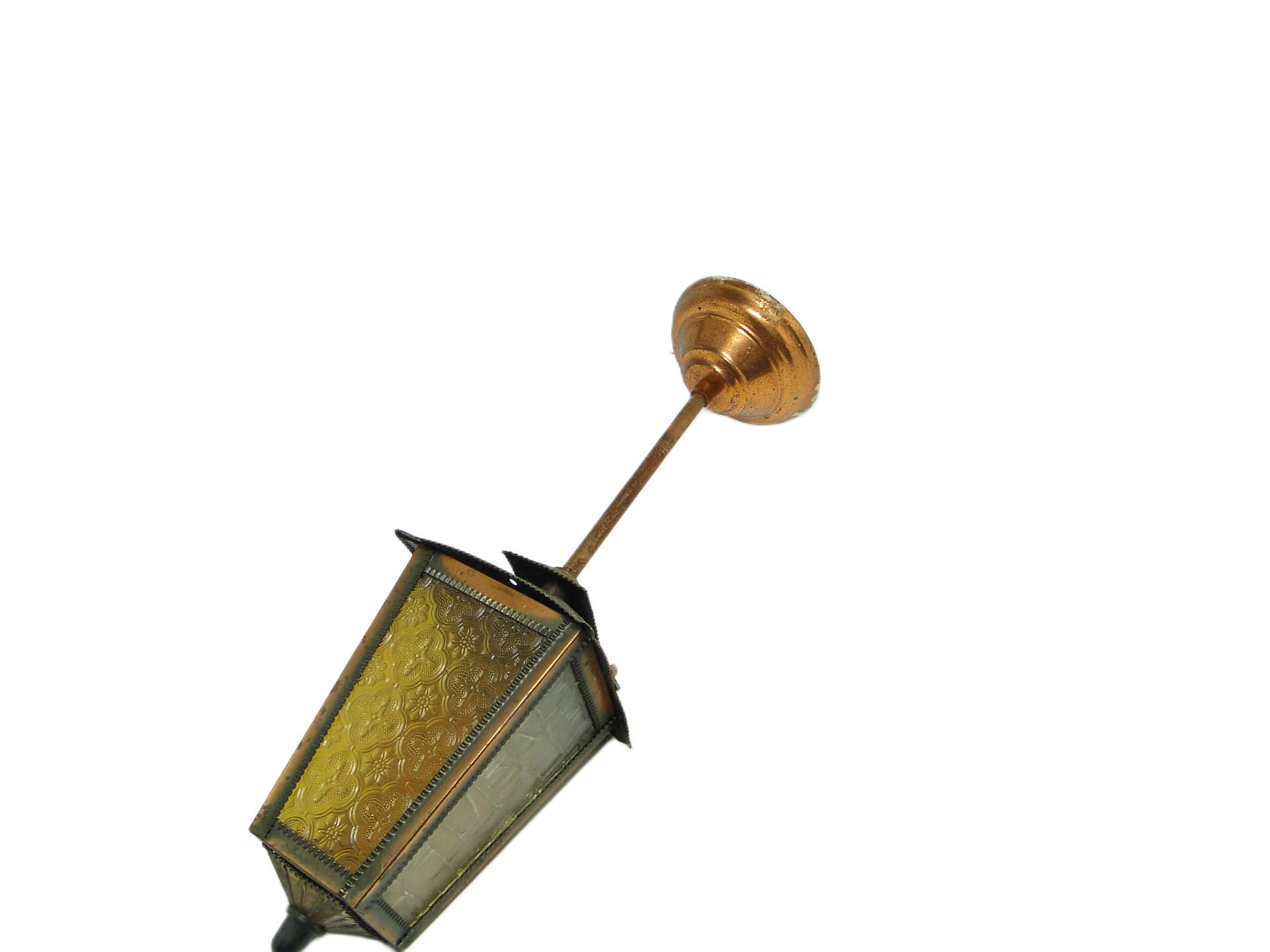 Art Deco ceiling lamp, copper, glass, Poland, 1970s. - 96753