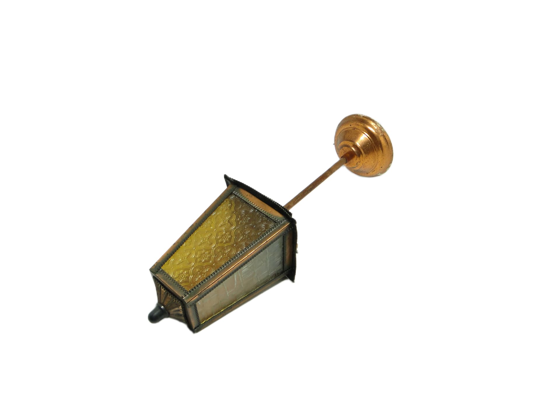 Art Deco ceiling lamp, copper, glass, Poland, 1970s. - 96755