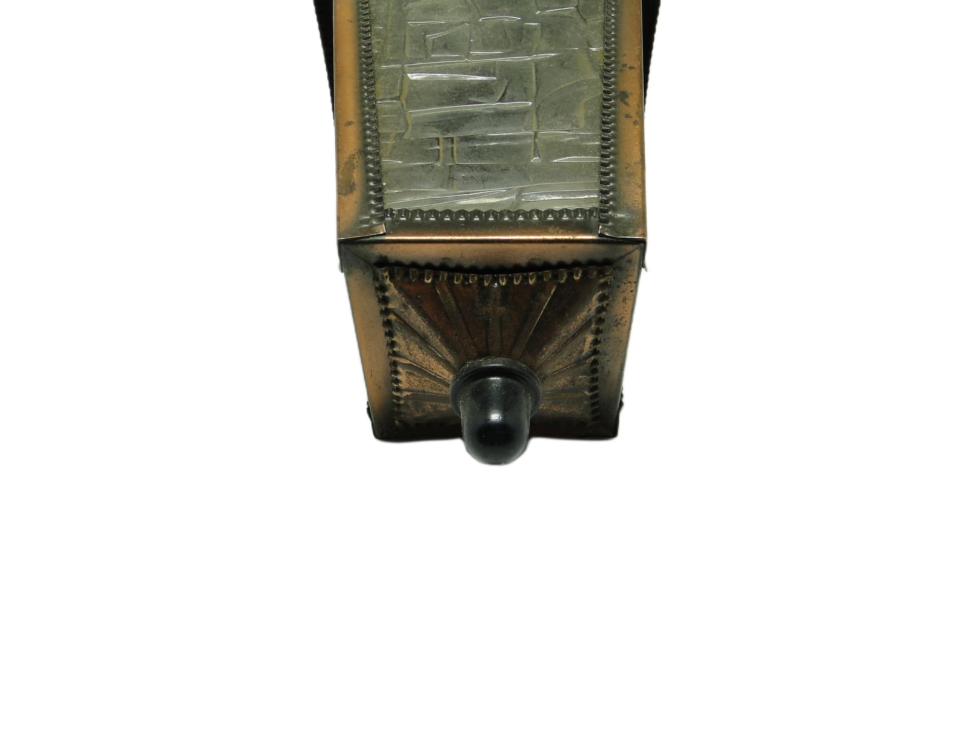 Art Deco ceiling lamp, copper, glass, Poland, 1970s. - 96750