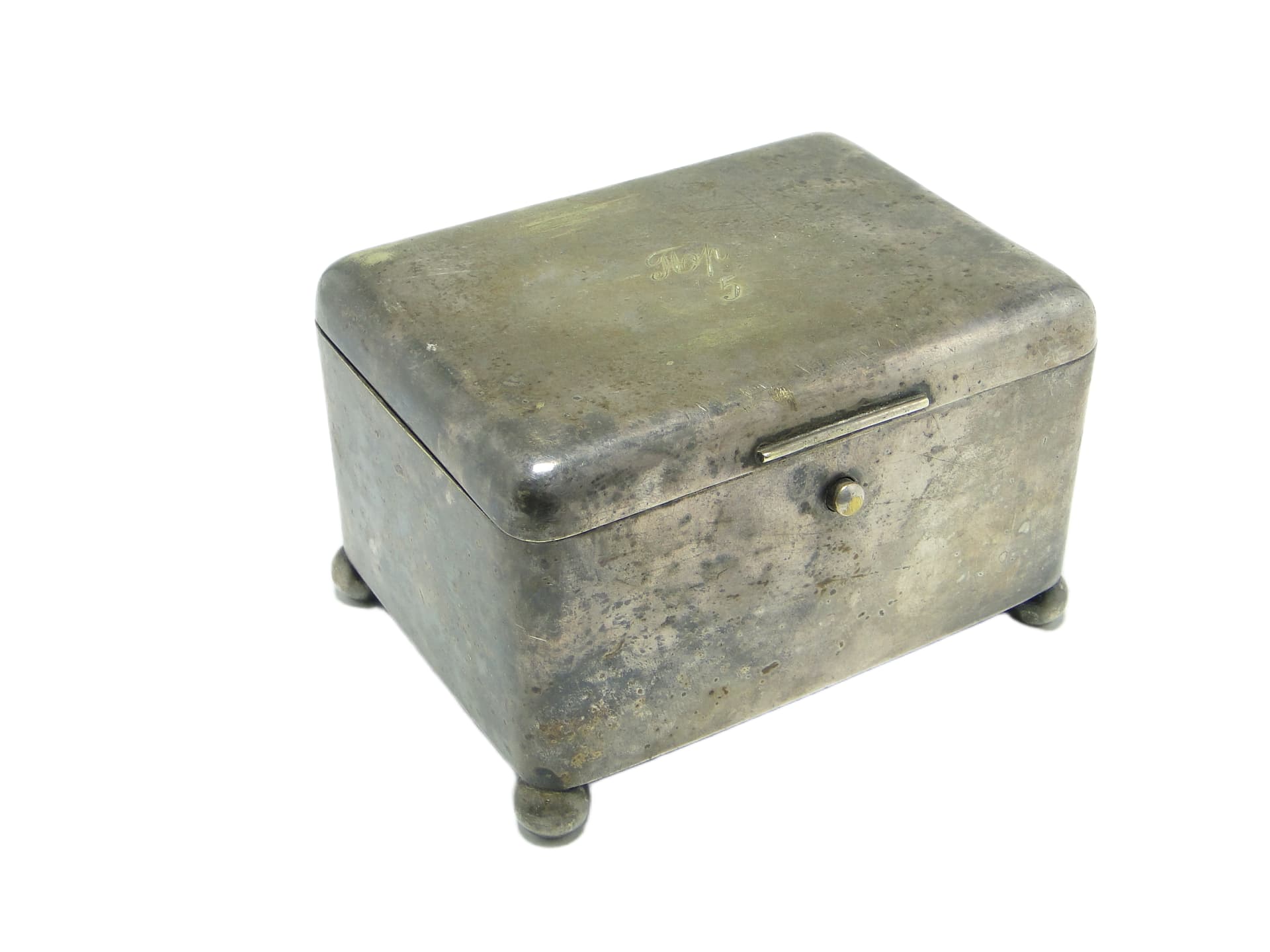 Cukiernica Art déco, mosiądz srebrzony, Norblin, Polska, lata 20. - 96926