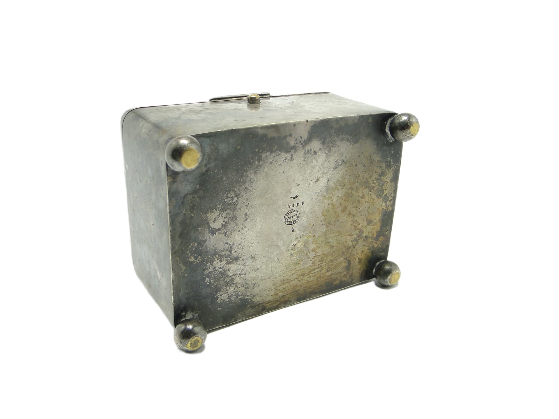 Cukiernica Art déco, mosiądz srebrzony, Norblin, Polska, lata 20. - 96932