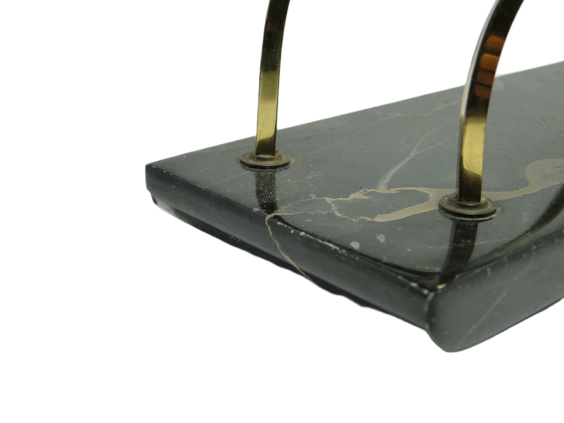 Listownik Art Deco, marmur czarny, mosiądz chromowany, Niemcy, lata 30. - 96973