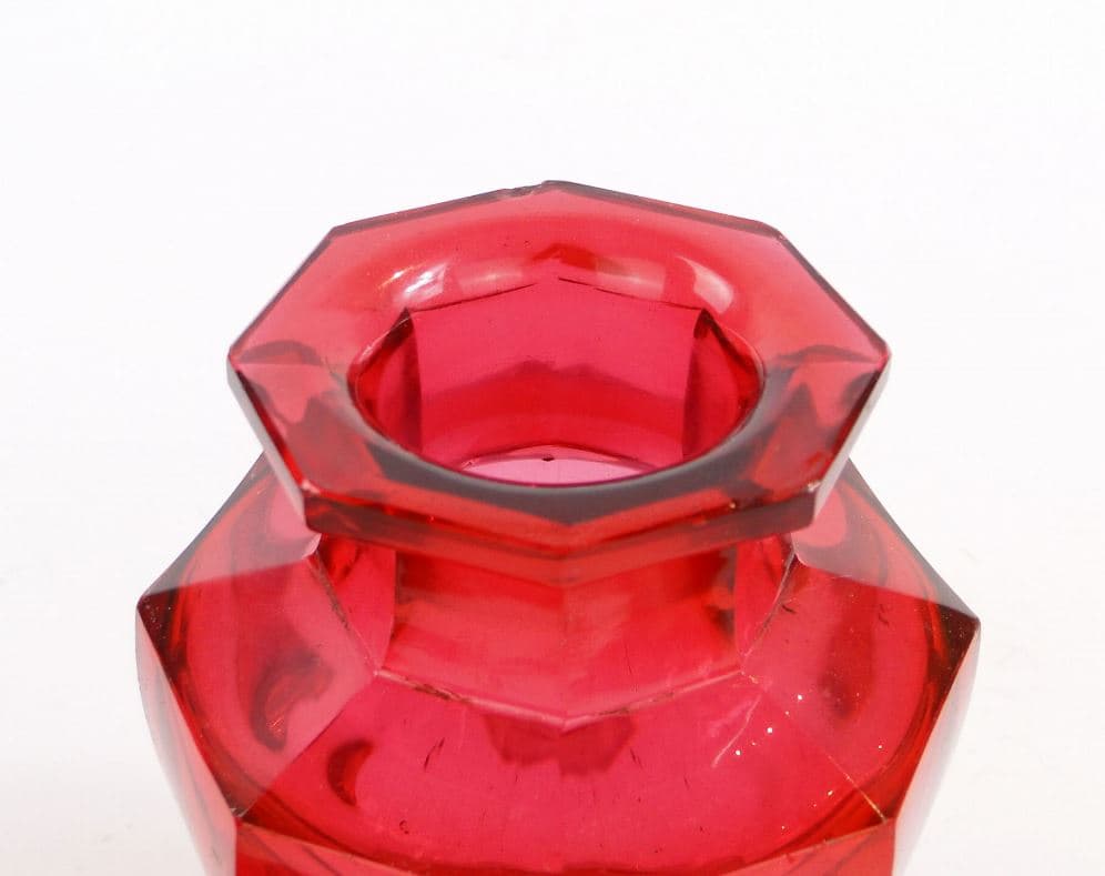 Biedermeier tea caddy, ruby crystal glass, Poland, 19th c. - 97450