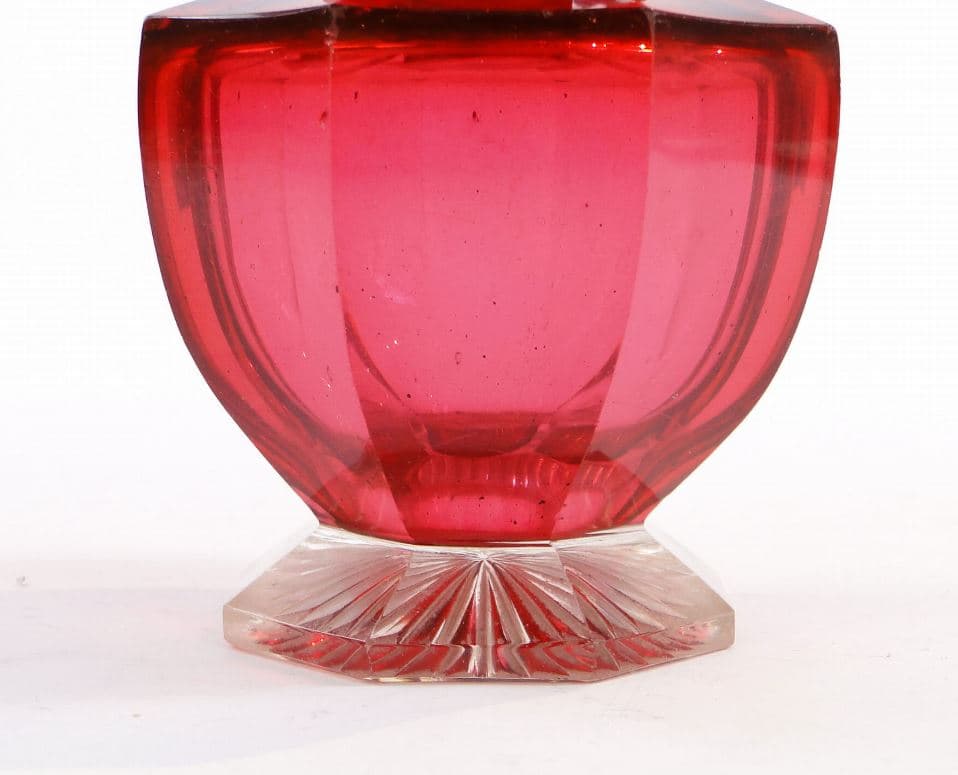 Biedermeier tea caddy, ruby crystal glass, Poland, 19th c. - 97444