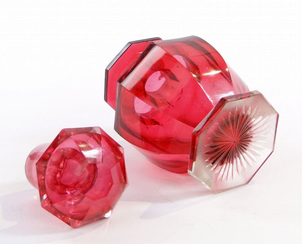 Biedermeier tea caddy, ruby crystal glass, Poland, 19th c. - 97448