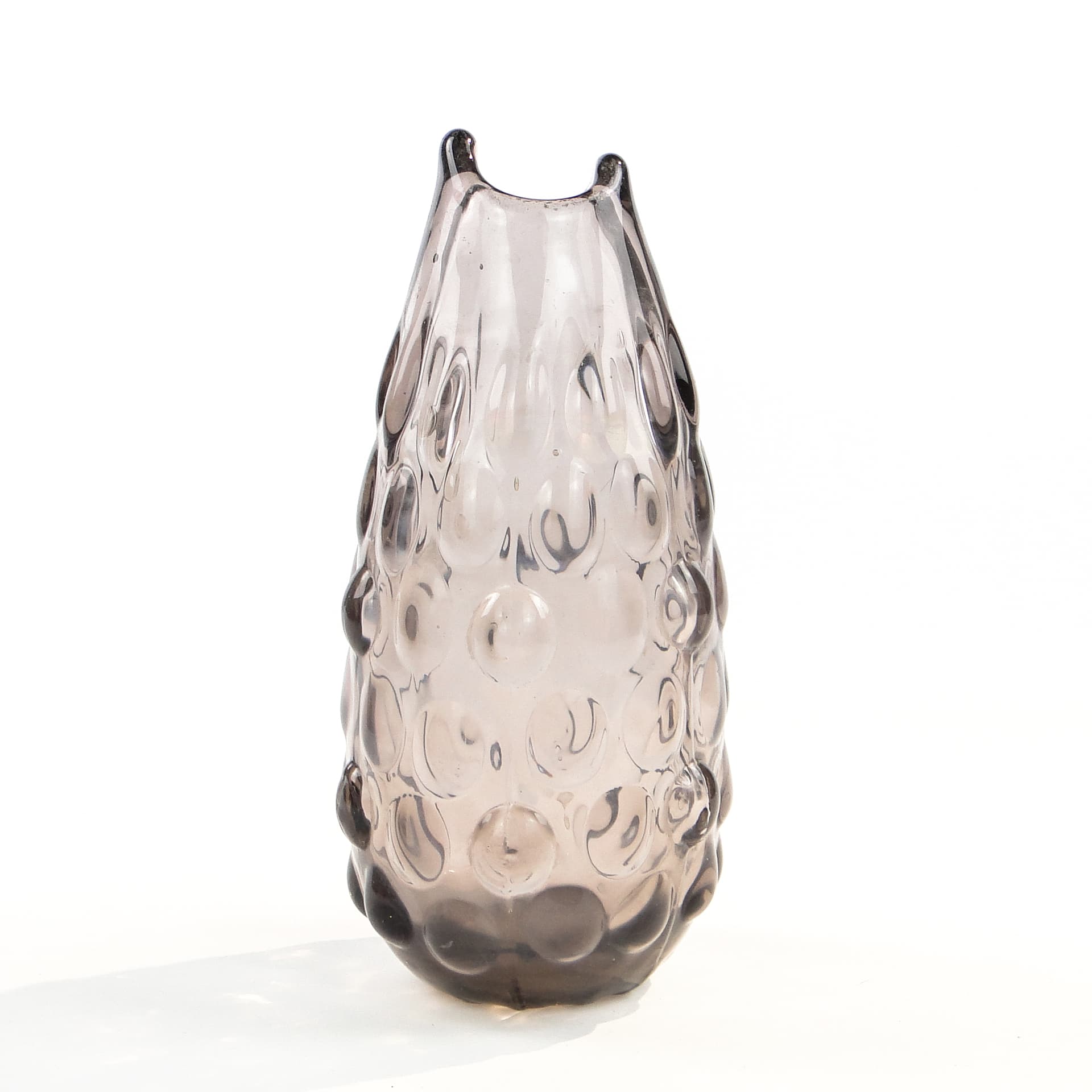 Wazon Fasolka, szkło szare, proj. J. S. Drost, Ząbkowice, Polska, lata 70.