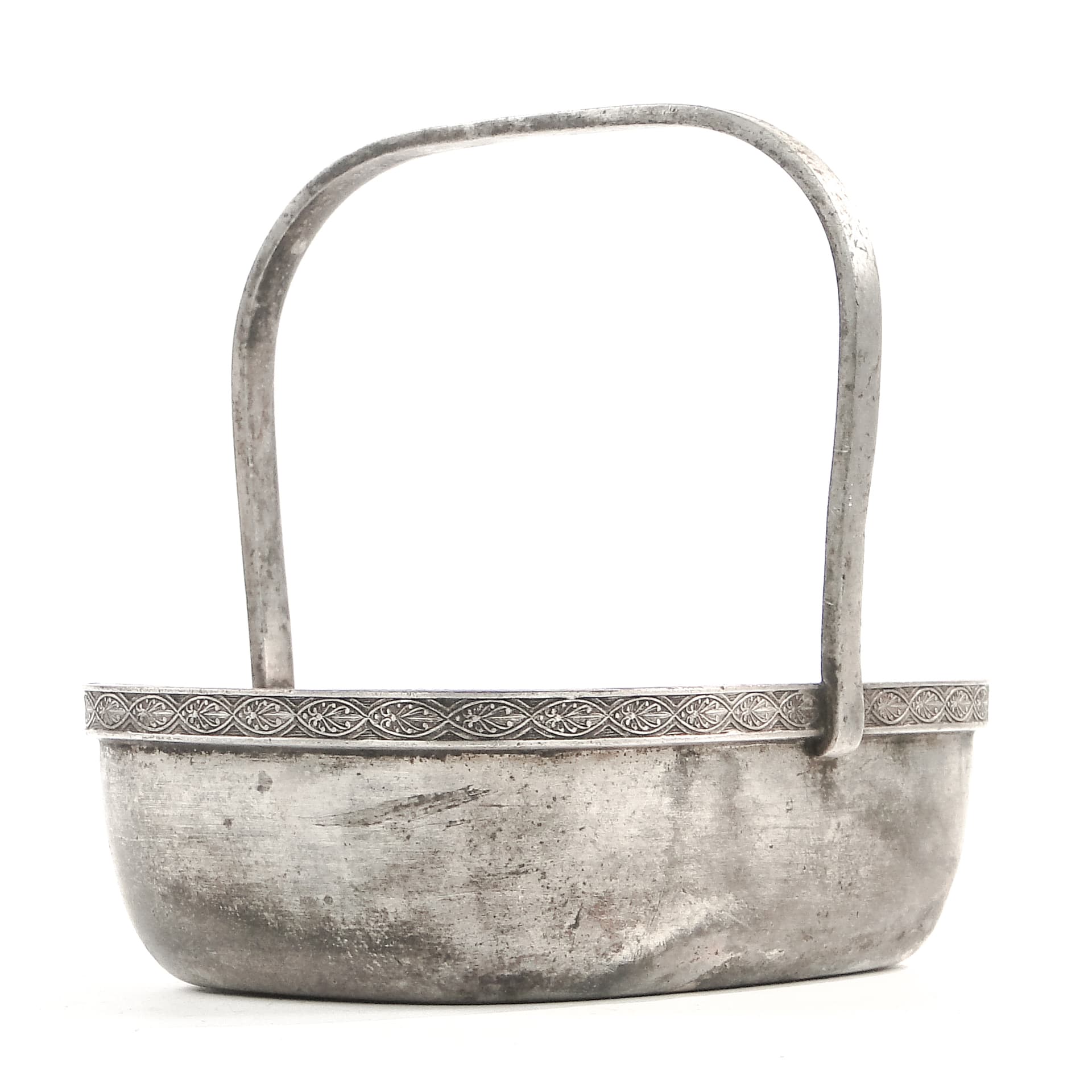 Kosz na bakalie Art Deco, metal platerowany srebrem, Norblin, Polska, lata 30. - 97626