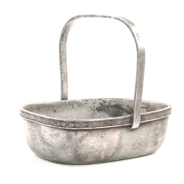 Kosz na bakalie Art Deco, metal platerowany srebrem, Norblin, Polska, lata 30. - WYMIARY