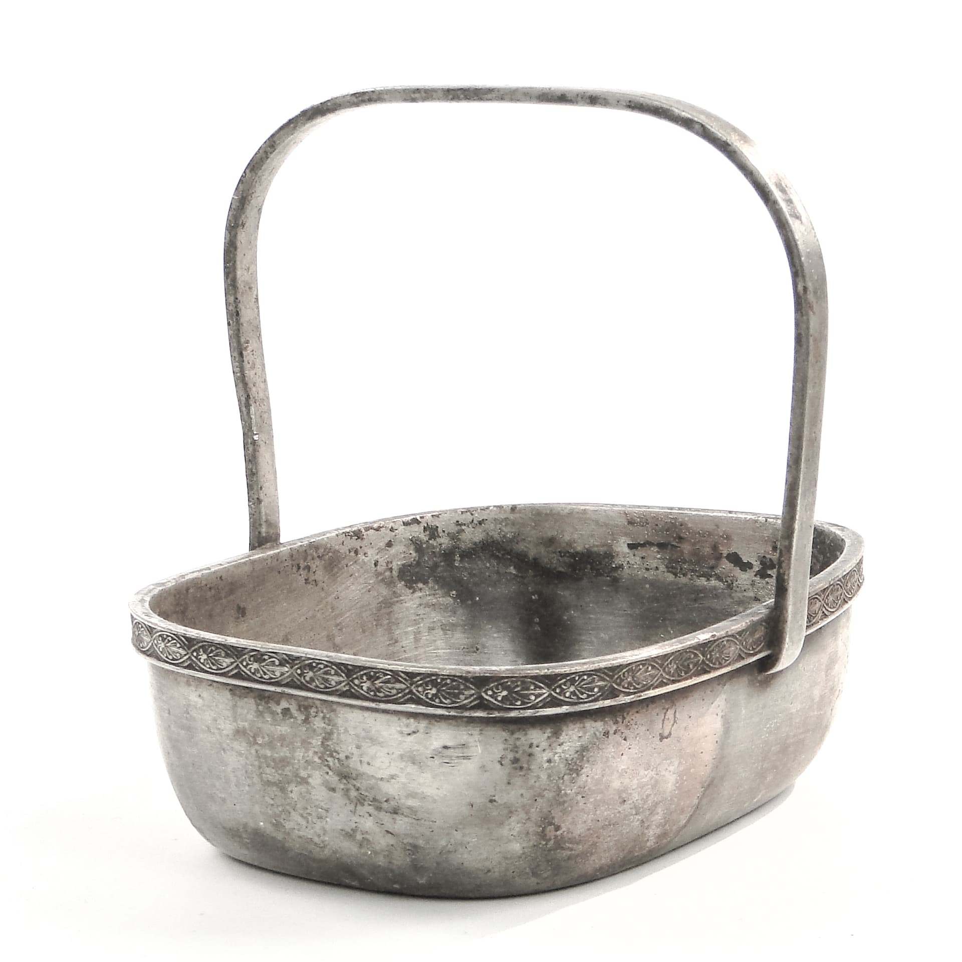 Kosz na bakalie Art Deco, metal platerowany srebrem, Norblin, Polska, lata 30. - 97627