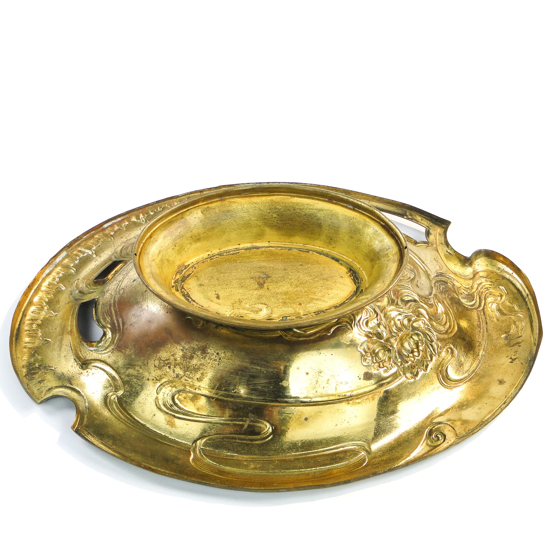 Art Nouveau platter, gilded brass, Bracia Zolberg, Poland, 19th c. - 97666