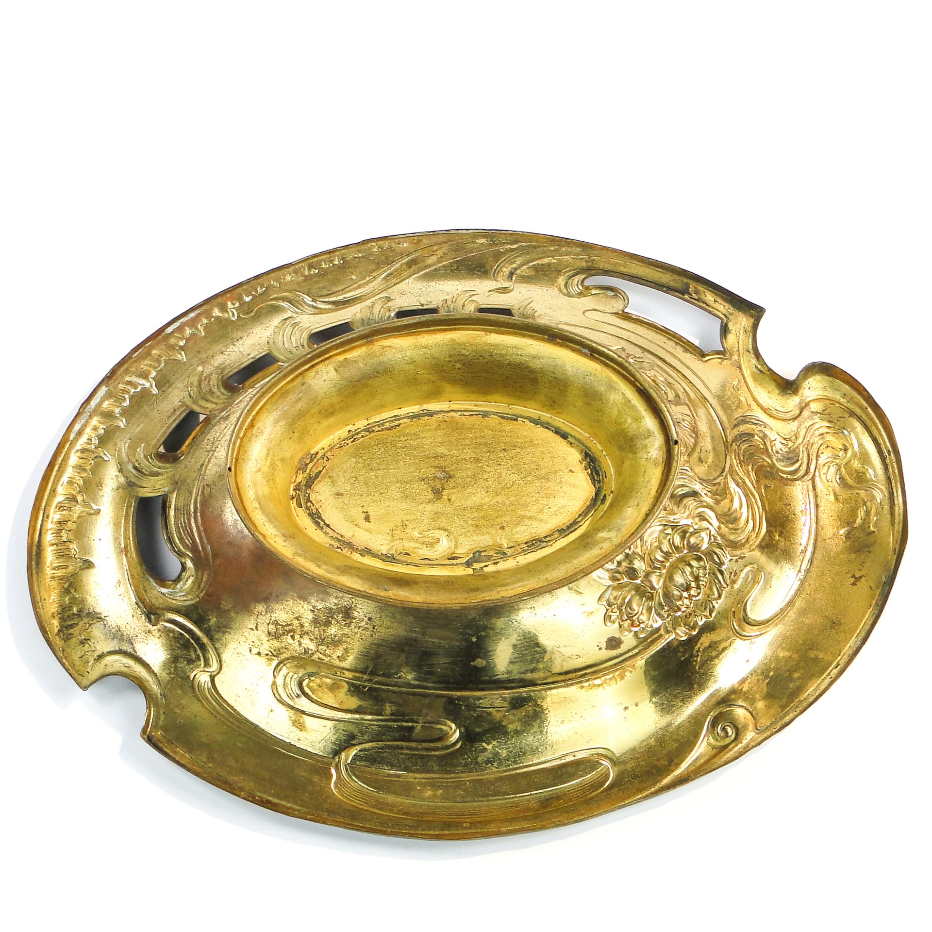Art Nouveau platter, gilded brass, Bracia Zolberg, Poland, 19th c. - 97660