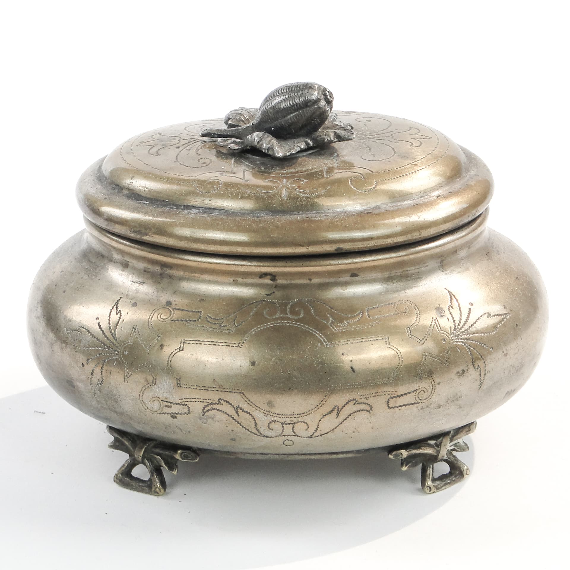 Cukiernica eliptyczna eklektyczna, mosiądz srebrzony, Austria, XIX w. - 97640