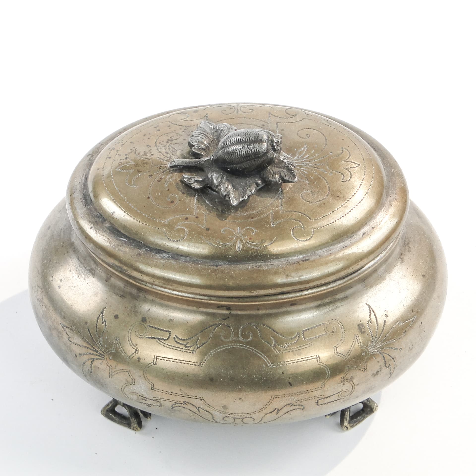 Cukiernica eliptyczna eklektyczna, mosiądz srebrzony, Austria, XIX w. - 97641