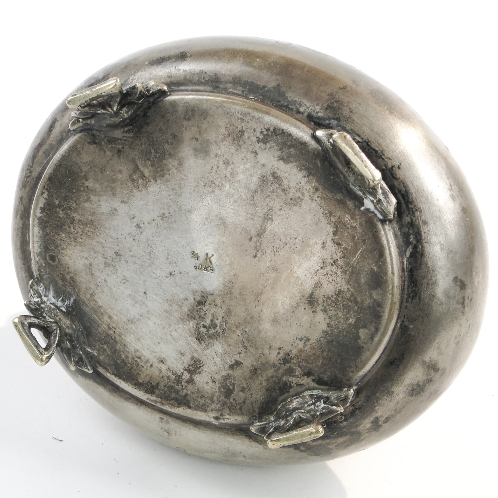 Cukiernica eliptyczna eklektyczna, mosiądz srebrzony, Austria, XIX w. - 97646