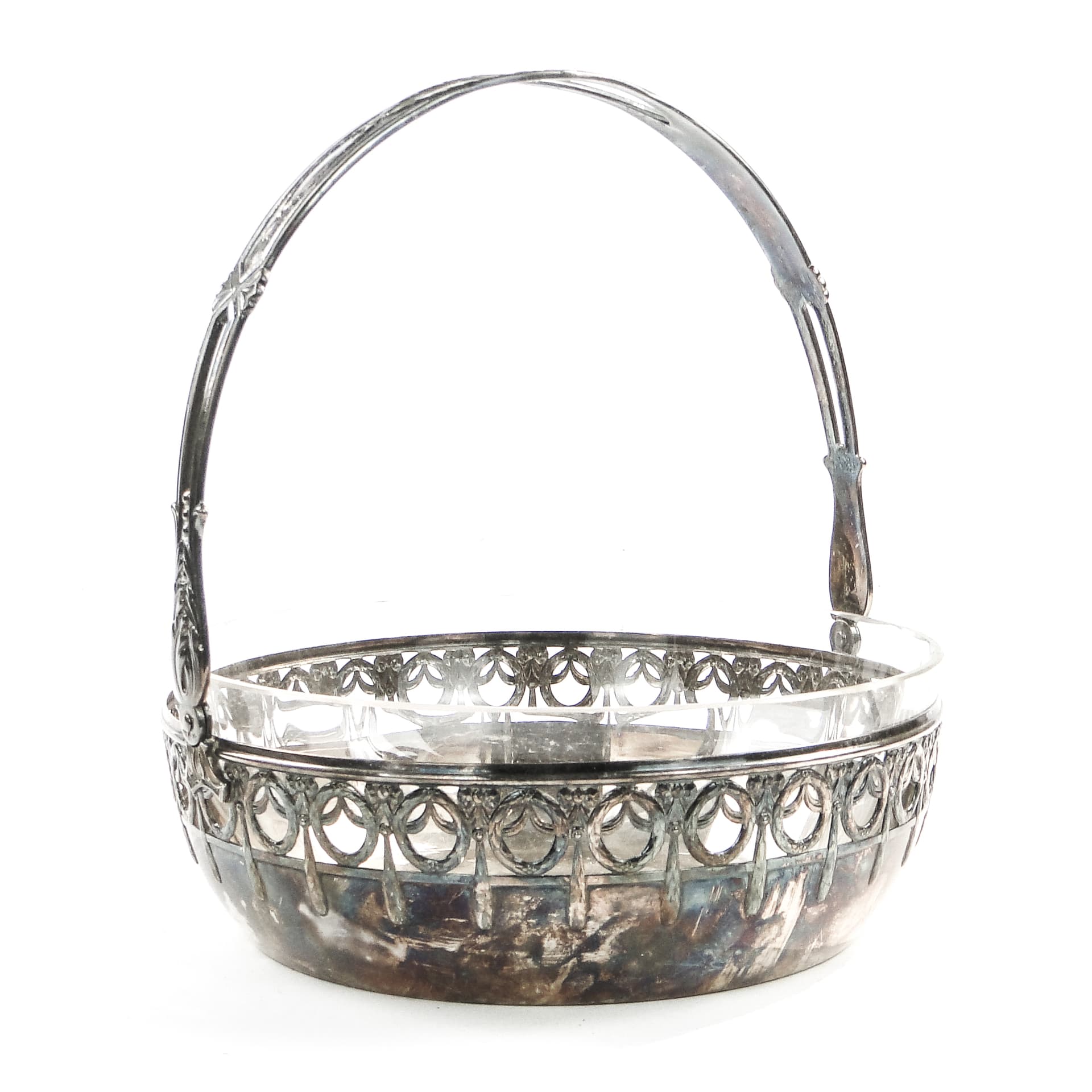 Kosz na owoce, secesja, mosiądz srebrzony, WMF, Niemcy, początek XX w.