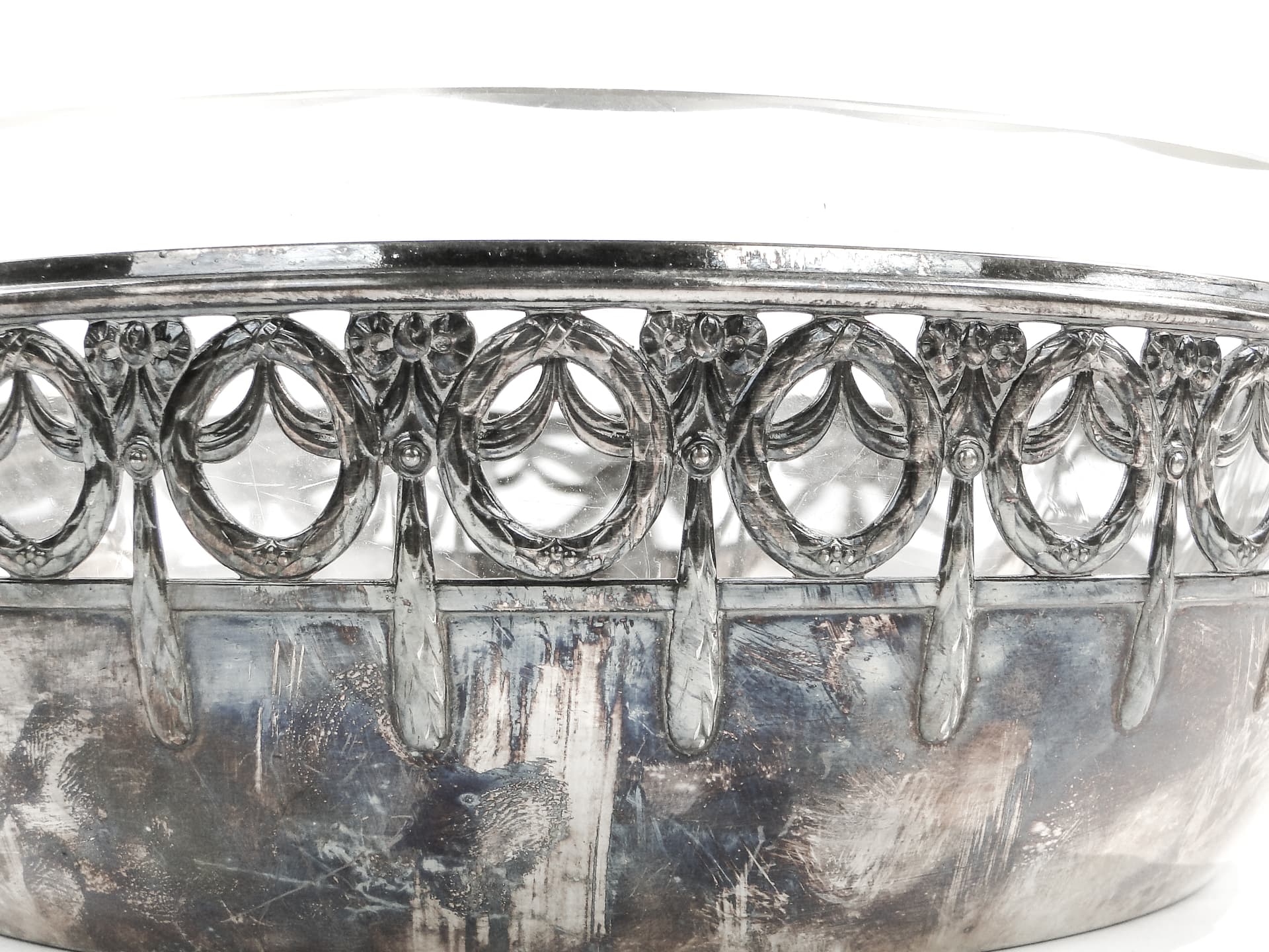 Kosz na owoce, secesja, mosiądz srebrzony, WMF, Niemcy, początek XX w. - 97708