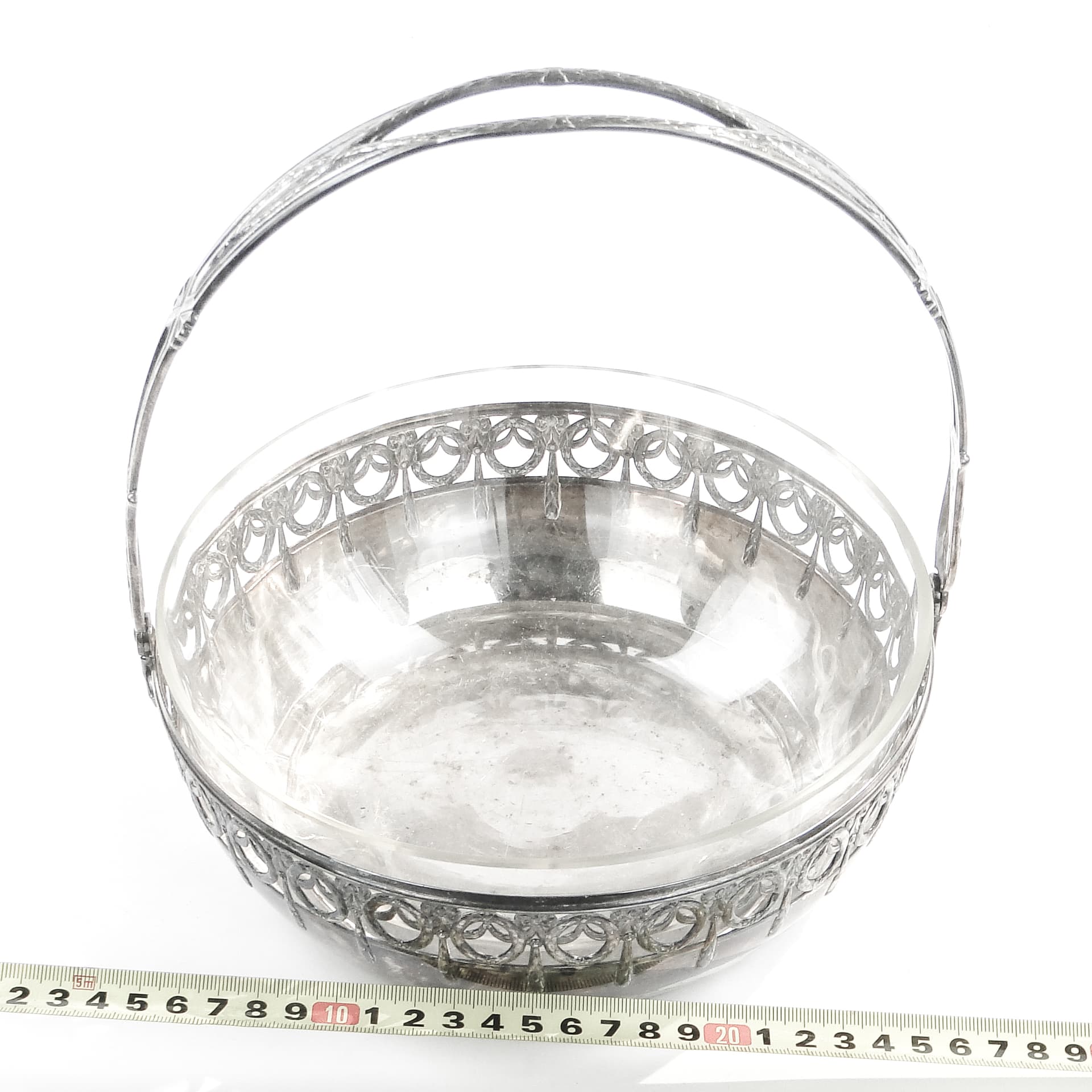 Kosz na owoce, secesja, mosiądz srebrzony, WMF, Niemcy, początek XX w. - 97710