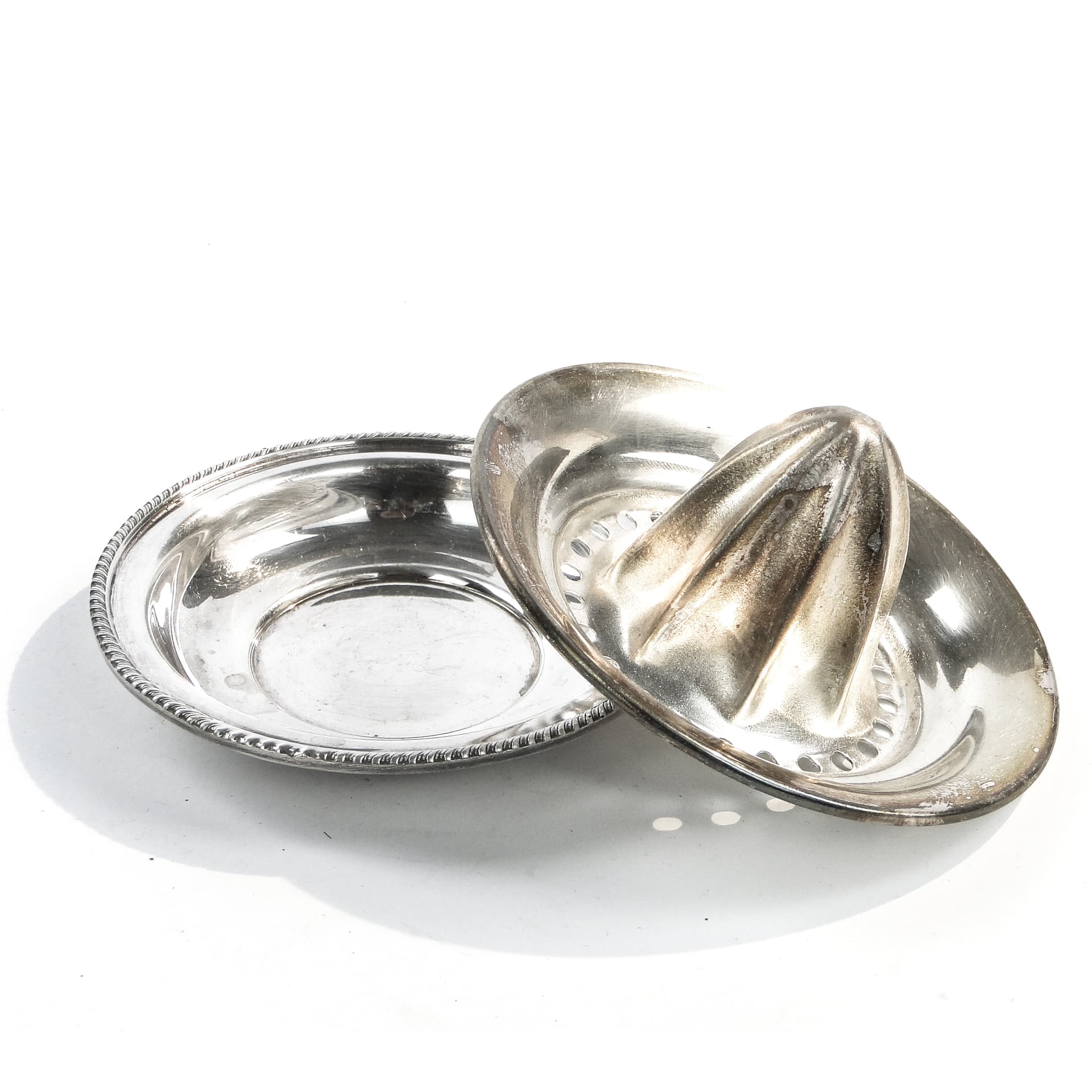 Wyciskarka do cytryn, mid-century modern, mosiądz srebrzony, Wielka Brytania, lata 50. - 97727