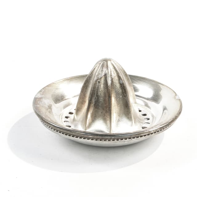 Wyciskarka do cytryn, mid-century modern, mosiądz srebrzony, Wielka Brytania, lata 50. - WYMIARY