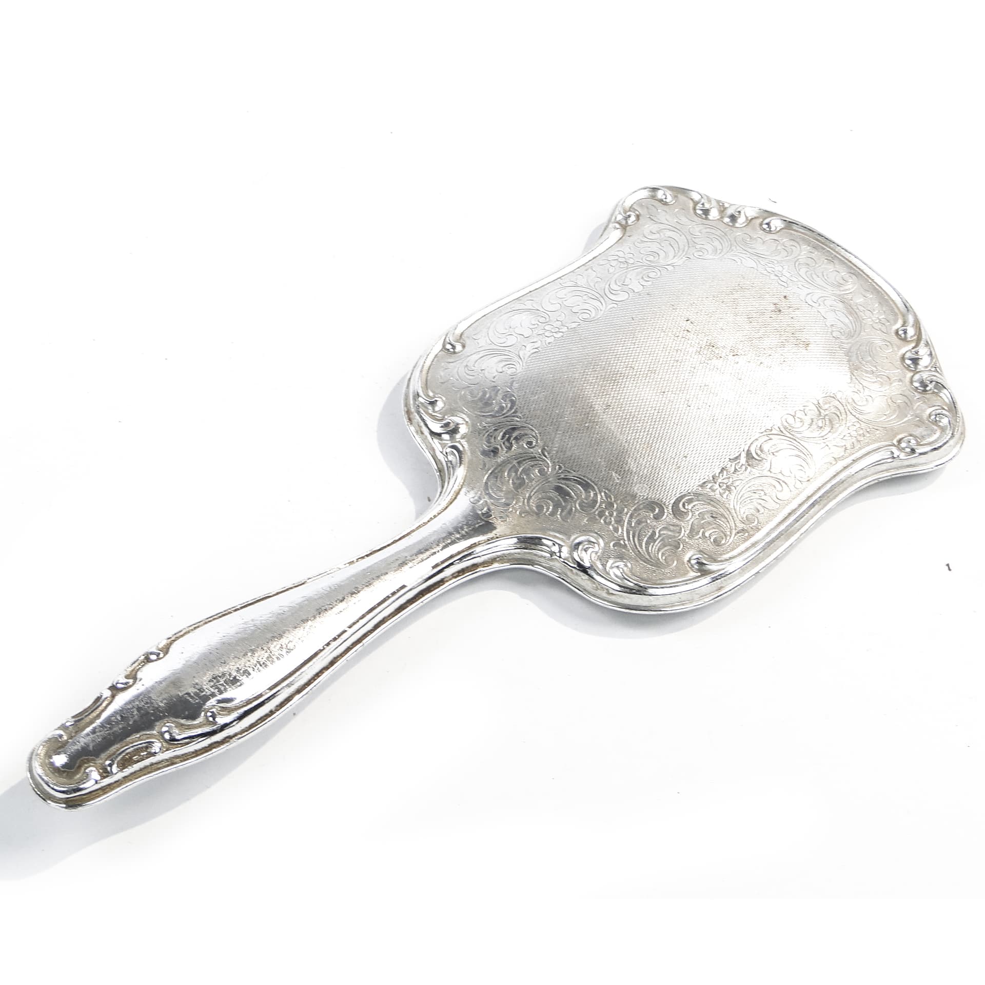 Hand mirror, Art Deco, silver-plated brass, United Kingdom, 1950s. - 97735