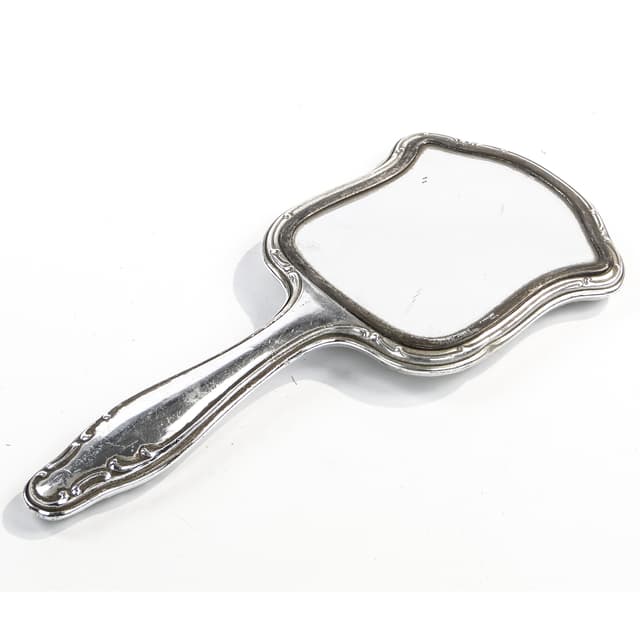 Hand mirror, Art Deco, silver-plated brass, United Kingdom, 1950s. - DIMENSION