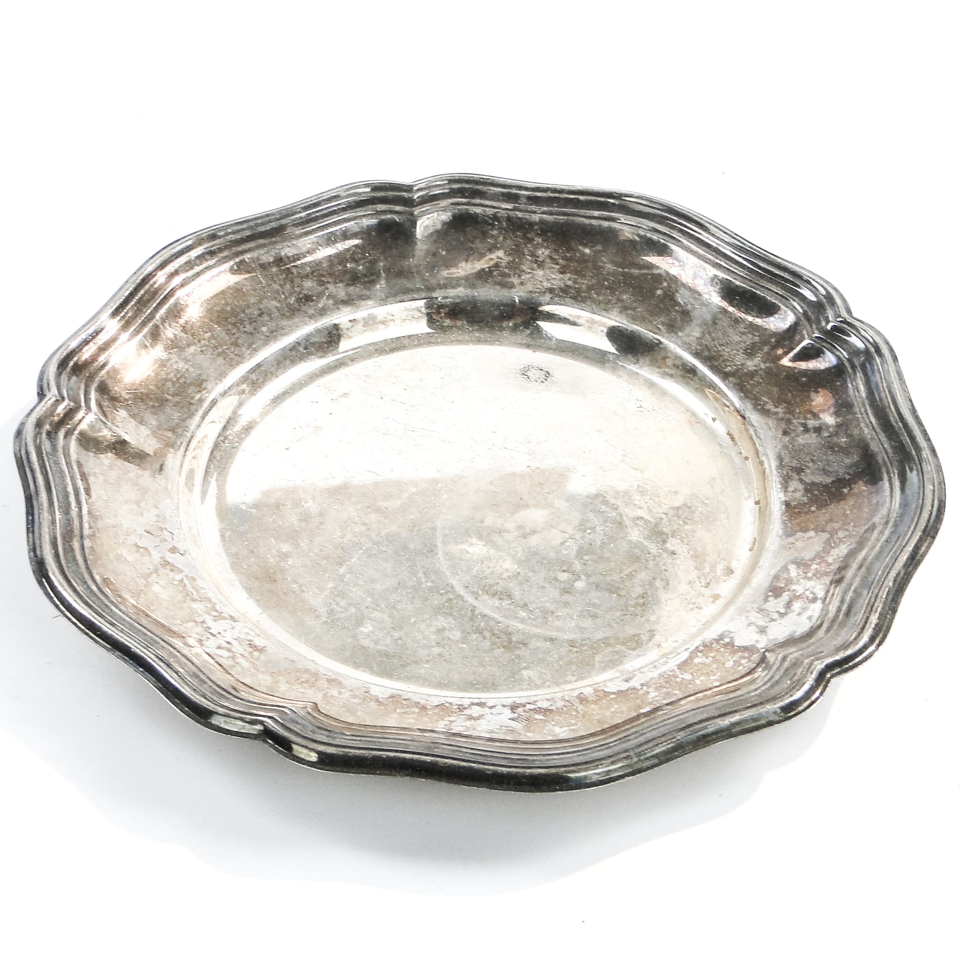 Art Nouveau platter, silver-plated brass, Sweden, 1920s.
