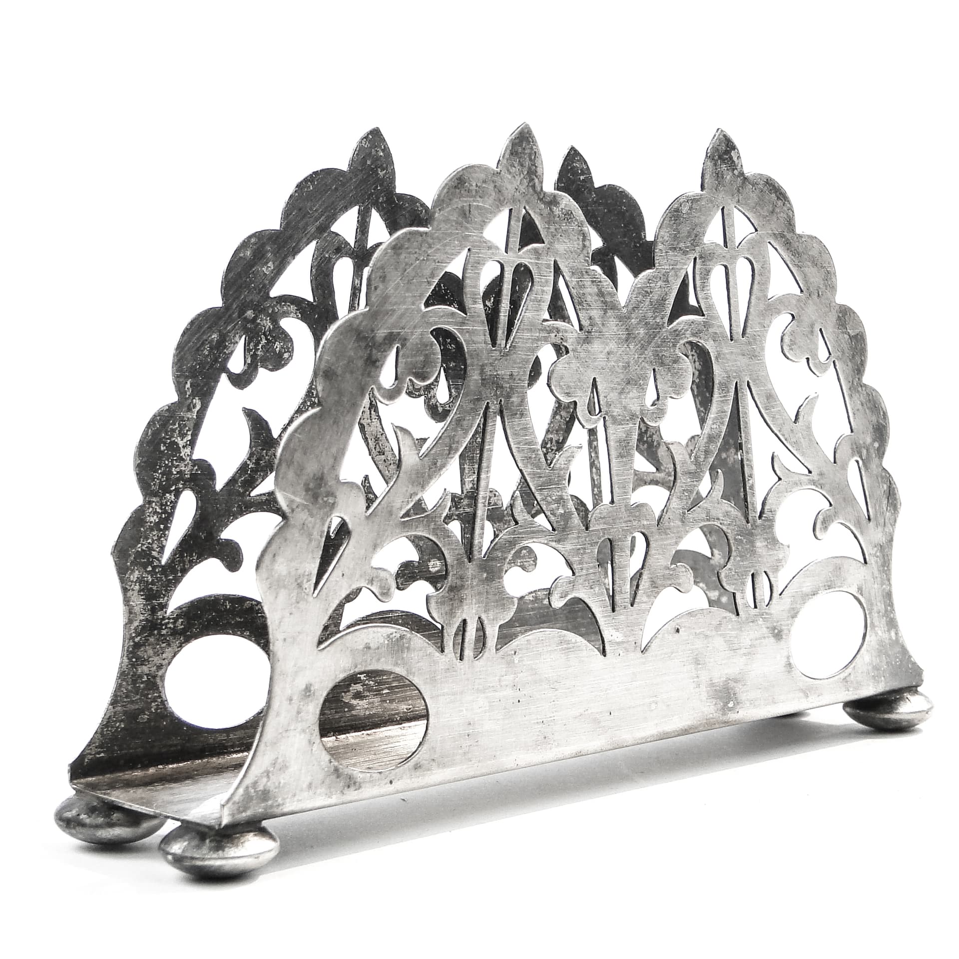 Art Deco napkin holder, silver-plated brass, Germany, 1950s. - 97786