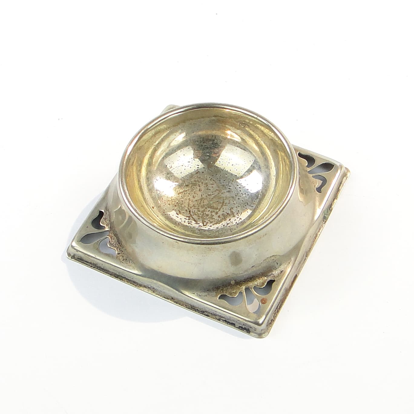 Solniczka Art déco, mosiądz srebrzony, Wielka Brytania, lata 50. - 97795