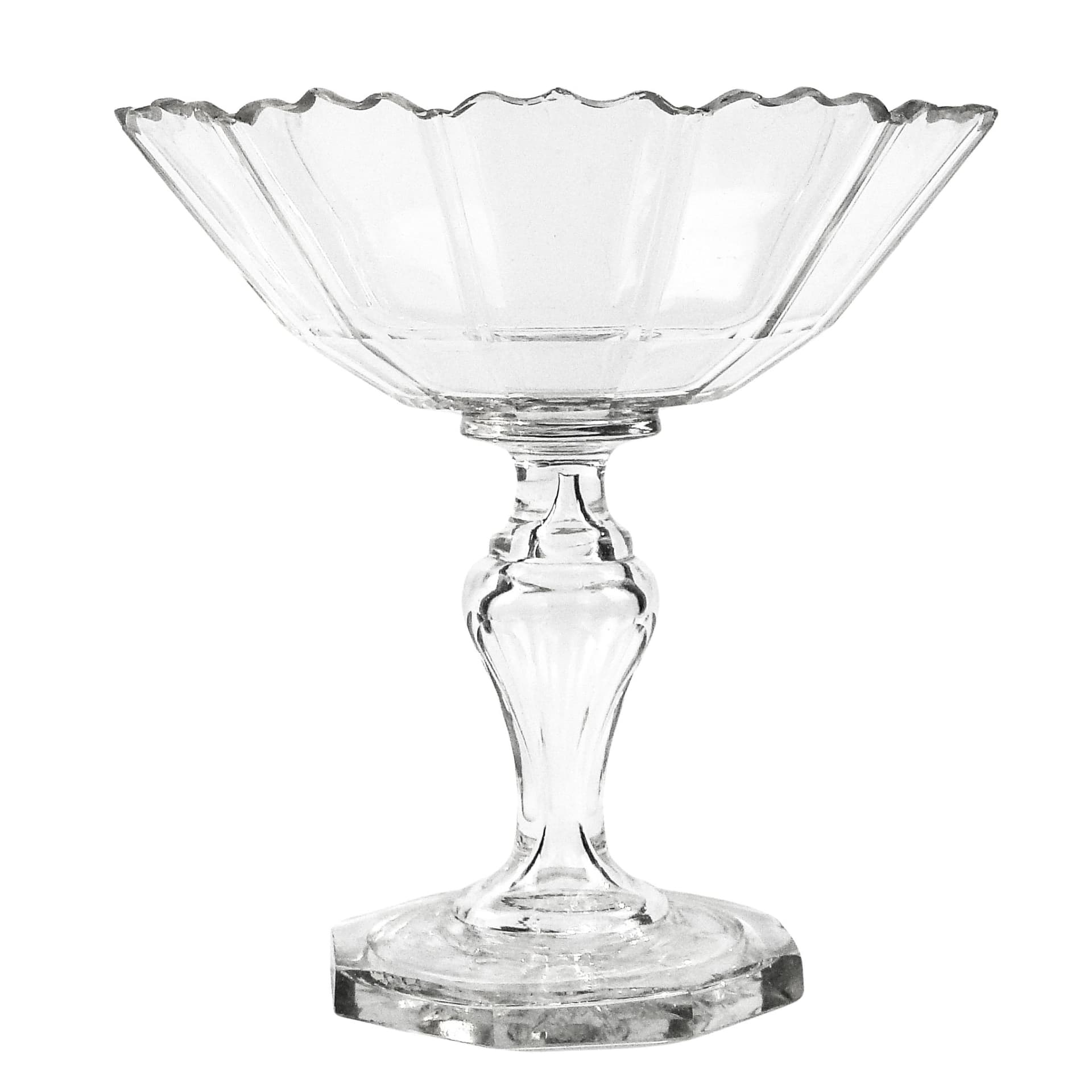 Biedermeier compote, transparent crystal, Czech Republic, 19th c.
