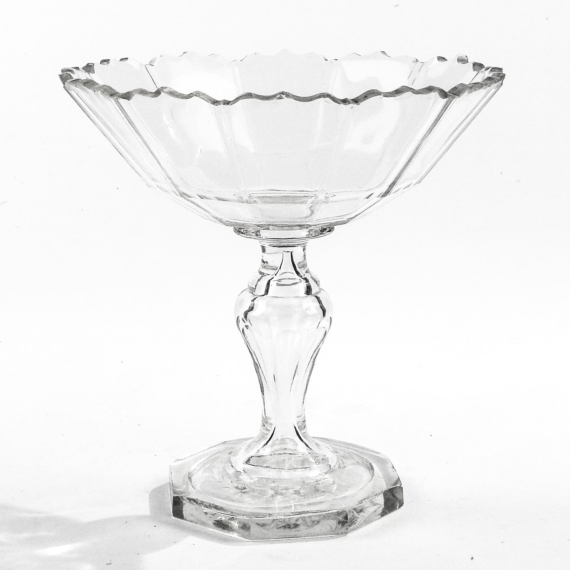 Biedermeier compote, transparent crystal, Czech Republic, 19th c. - 97807