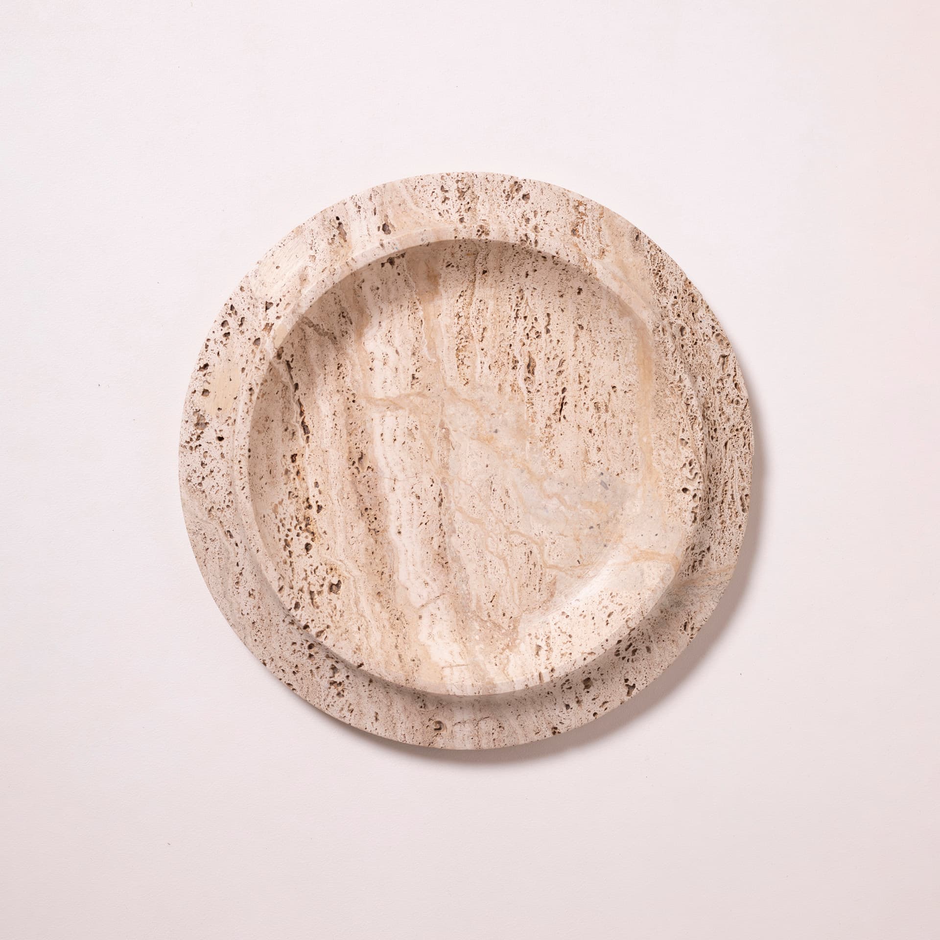 Platter, beige travertine, Italy, 1980s. - 94387