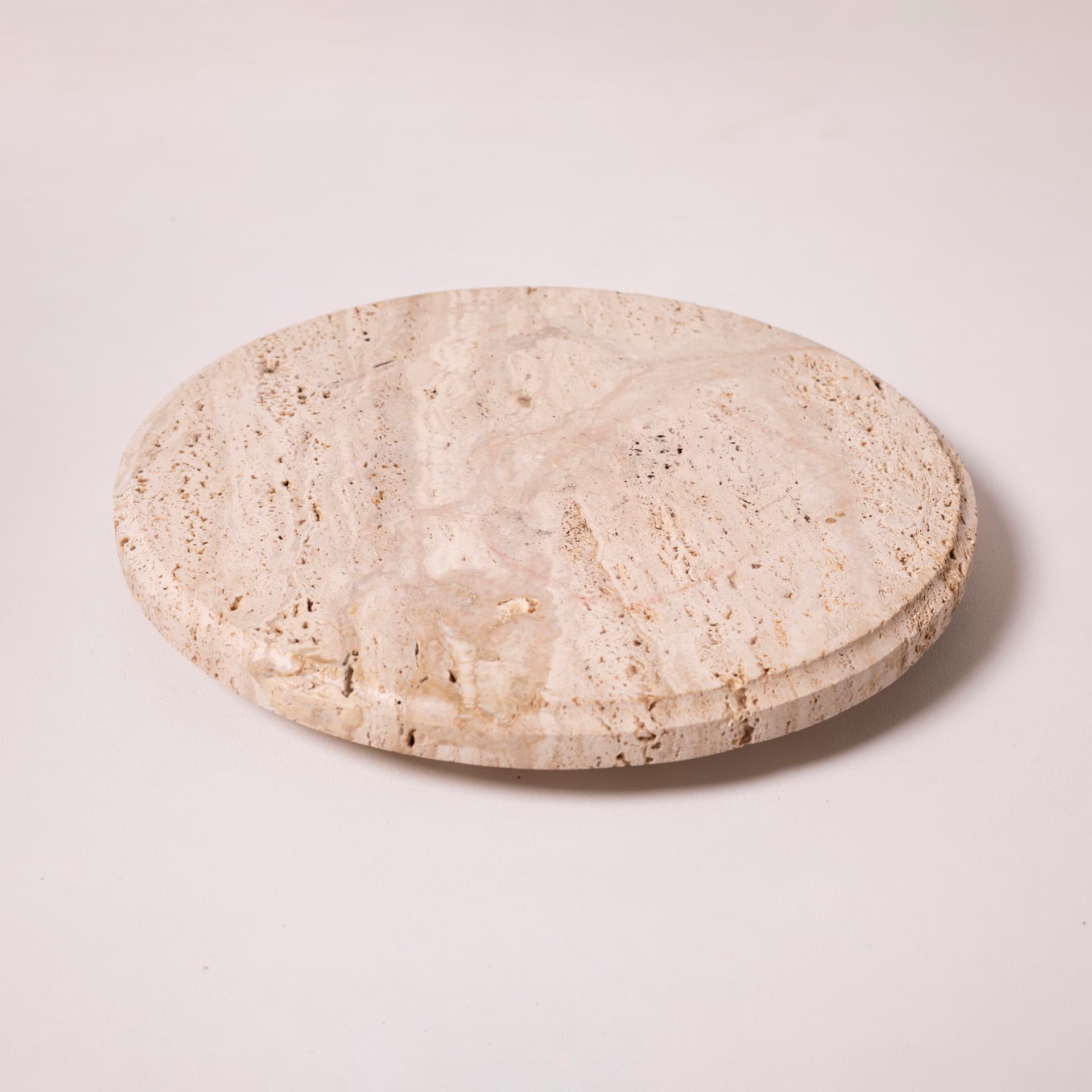Platter, beige travertine, Italy, 1980s. - 94385