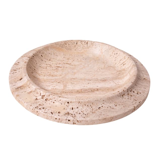 Platter, beige travertine, Italy, 1980s. - DIMENSION