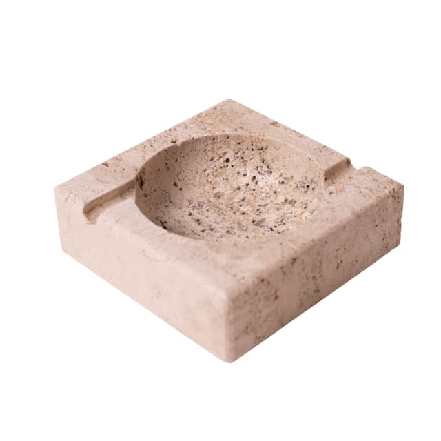 Popielnica, trawertyn beżowy, Włochy, lata 80. - WYMIARY