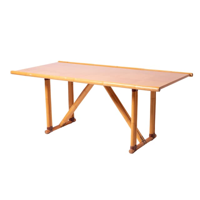 Dining Table Postmodern, beige bamboo, Italy, 1980s. - DIMENSION